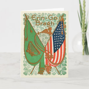 Carte Drapeau irlando-américain Harpe d'Érin Shamrock