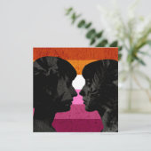 Carte Drapeau lesbien avec deux silhouettes de femmes (Debout devant)
