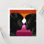 Carte Drapeau lesbien avec deux silhouettes de femmes (Devant/Arrière en situation)