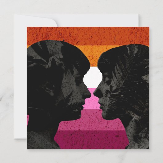 Carte Drapeau lesbien avec deux silhouettes de femmes (Devant)