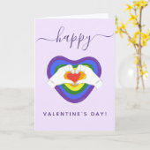 Carte Drapeau LGBTQ Coeur Gay pride Saint Valentin Roman (Fleur jaune)