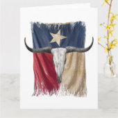 Carte Drapeau Longhorn Taureau Distressé Taurillon (Fleur jaune)
