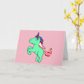 Carte Drapeau Mane caricature Unicorn Mint Green Patriot (Fleur jaune)