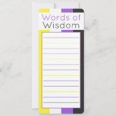 Carte Drapeau non binaire LGBT Signet jaune violet (Dos)