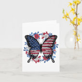 Carte Drapeau papillon américain Patriotique 4 juillet (Fleur jaune)