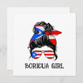 Carte Drapeau Porto Rico fille mignonne Boricua (Devant / Derrière)