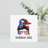 Carte Drapeau Porto Rico fille mignonne Boricua (Debout devant)