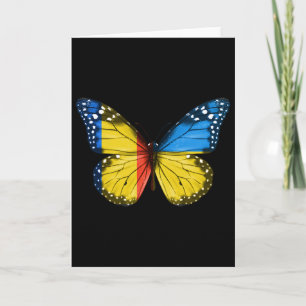 Carte Drapeau roumain ukrainien Papillon Roumanie Ukrain