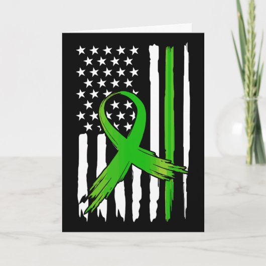 Carte Drapeau Ruban Vert de Sensibilisation à la Santé M (Devant)