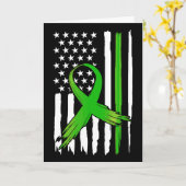 Carte Drapeau Ruban Vert de Sensibilisation à la Santé M (Fleur jaune)