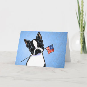 Carte Drapeau Terrier de Boston 4 juillet Personnalisé