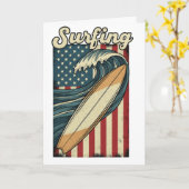Carte Drapeau USA Surf Rétro (Fleur jaune)