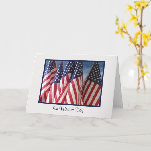 Carte Drapeaux américains, Nuages, Anciens Combattants J (Fleur jaune)