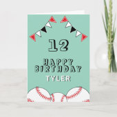 Carte Drapeaux de balle de baseball verts pour l'anniver (Devant)