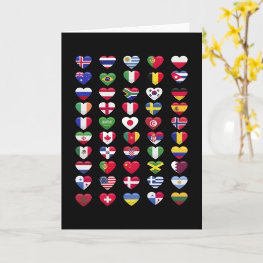 Carte Drapeaux de la forme cardiaque des pays (Fleur jaune)