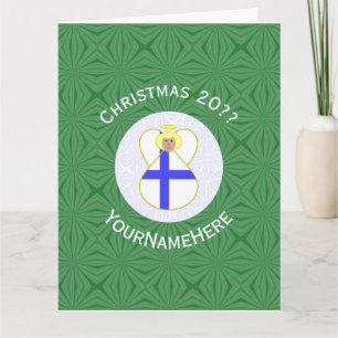 Carte Drapeaux de Noël d'ange finlandais personnalisés