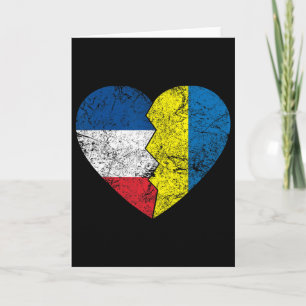 Carte Drapeaux français ukrainiens Cœur France Ukraine R