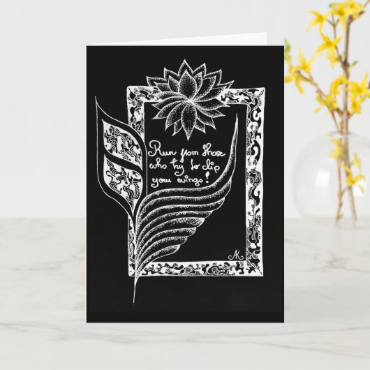 Carte Drapeaux rouges inspirants, citation illustrée (Fleur jaune)