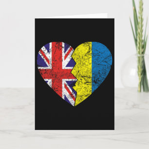 Carte Drapeaux Ukrainiens Britanniques Cœur Royaume-Uni