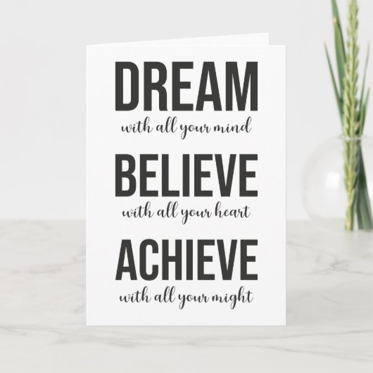 Carte Dream Believe Achieve - Gym, Hustle, Succès (Devant)