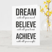 Carte Dream Believe Achieve - Gym, Hustle, Succès (Fleur jaune)