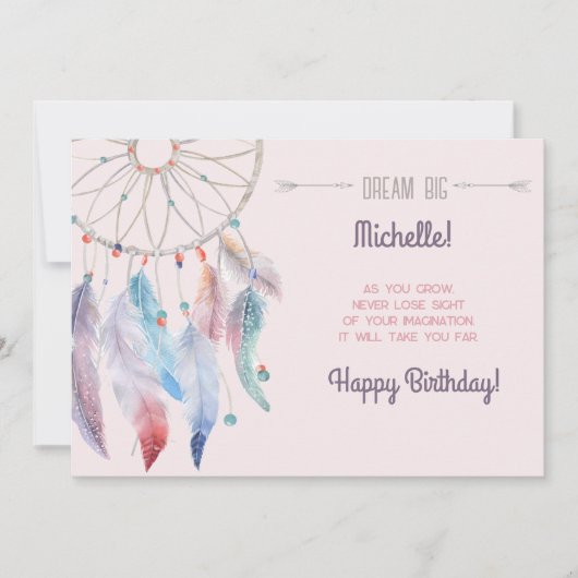 Carte Dream Big Boho Dreamcatcher Joyeux anniversaire (Devant)