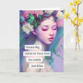 Carte Dream Big, Citation inspirante pour fille (Fleur jaune)