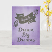 Carte Dream Big Dreams Graduation Félicitations Purple (Fleur jaune)