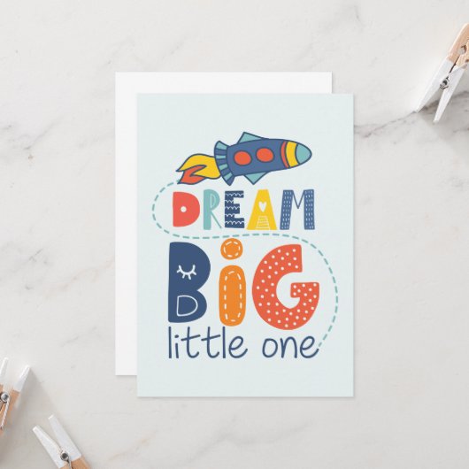 Carte Dream Big Little One Rocket (Devant/Arrière en situation)
