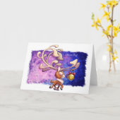 Carte DREAM BIG REINDEER (mat) par Jeff Willis Art (Fleur jaune)