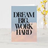 Carte "Dream Big, Work Hard" Motivational Quote Card (Fleur jaune)