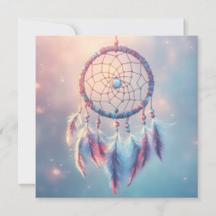 Carte Dream Catcher avec des plumes et des perles douces