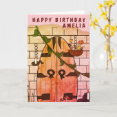 Carte Dream Door Fairy Tale Dessin Fille Anniversaire (Fleur jaune)