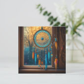 Carte Dreamcatcher dans une fenêtre Feuilles d'automne (Debout devant)