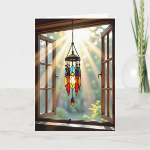 Carte Dreamcatcher en verre tendu dans la fenêtre Anni
