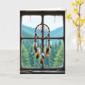 Carte Dreamcatcher et Montagnes | Joyeux anniversaire (Fleur jaune)