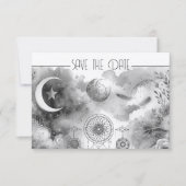 Carte Dreamcatcher noir blanc céleste lune (Devant)