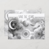 Carte Dreamcatcher noir blanc céleste lune (Devant / Derrière)