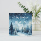 Carte Dreamy neige aquarelle paysage hiver (Debout devant)