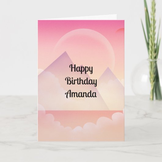 Carte Dreamy Pastel Mountain Paysage Anniversaire (Devant)