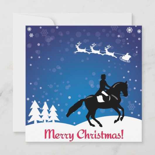 Carte Dressage de cheval de Noël Hiver (Devant)