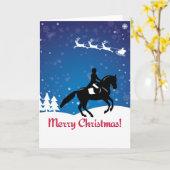 Carte Dressage de cheval de Noël Hiver (Fleur jaune)