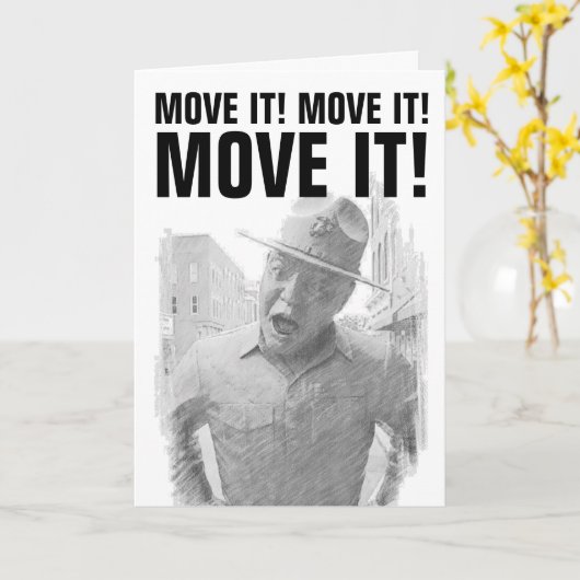 CARTE DRILL SERGEANT PENCIL SKETCH FUNNY BANTHDAN CARD (Fleur jaune)