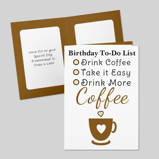 Carte Drink more coffee white brown birthday