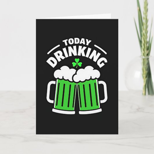 Carte Drinking Beer Shamrock Fun Card (Devant)
