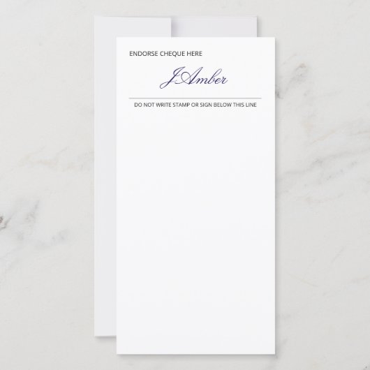 Carte Droit d'attraction Elegant Gold Abundance Check (Dos)