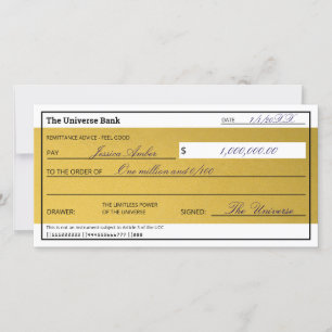 Carte Droit d'attraction Elegant Gold Abundance Check