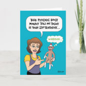 Carte Drôle 21e anniversaire Sock Monkey (Devant)