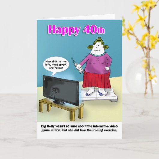 Carte drôle 40e anniversaire (Fleur jaune)