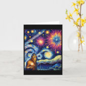 Carte Drôle 4 juillet Bigfoot nuit Feux d'artifice Quatr (Fleur jaune)